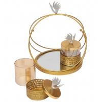 Metal & Glass Tray With Glass Jars
